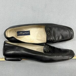 Mezlan Wagner Black Leather‎ Floral Perforated Loafers Shoes Womens 10 N Spain